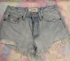 We The Free Light Wash Button Fly Blue Denim Shorts Size: 25