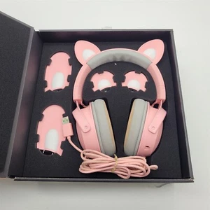 Razer Kraken Kitty V2 Pro Wired RGB Headset: Interchangeable Ears, Quartz Pink - Picture 1 of 4