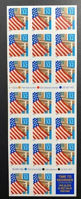 U.S. Stamps SC#2920a. U.S. FLAG, 1995. 32¢ Booklet of 20. P#V45554 - Image 1 of 3