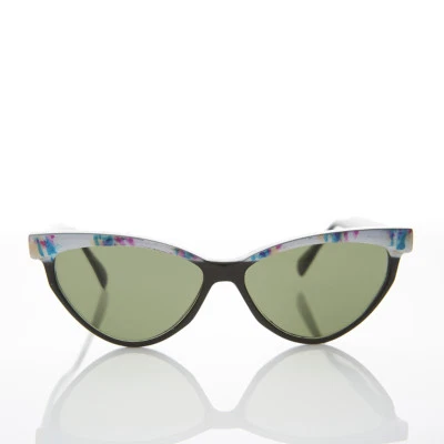 Cat Eye Vintage Deadstock Sunglass with White Multi-color Brow  - Raga - Image 1 of 3