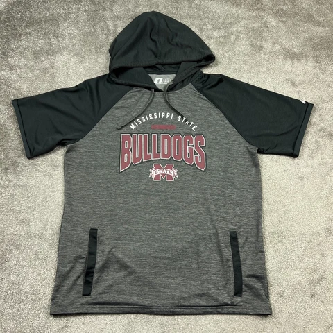 Mississippi State Bulldogs Hoodie Mens Large Gray Short Sleeve Performance NCAA Cover