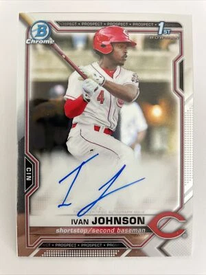 Ivan Johnson CHROME PROSPECT AUTO 2021 Bowman Baseball Autograph - Image 1 of 2