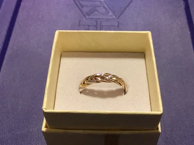 Stefano Oro Solid 14k  Tricolor Weaved Ring/Band - Image 1 of 4