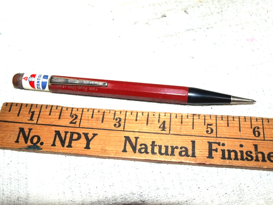 Standard Oil ad topper on early 50s Autopoint large hex mechanical pencil (S815) - Image 1 of 3