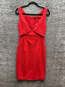 Zac Posen V Neck Sleeveless Sheath Dress Red Womens Size 8 - Picture 1 of 12