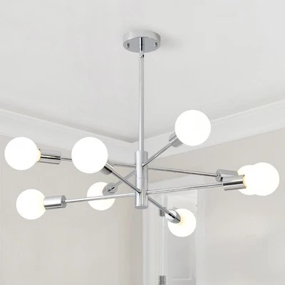 Modern Sputnik Light Fixture, 8-Light Chrome Mid Century Ceiling Chandelier, ... - Image 1 of 4