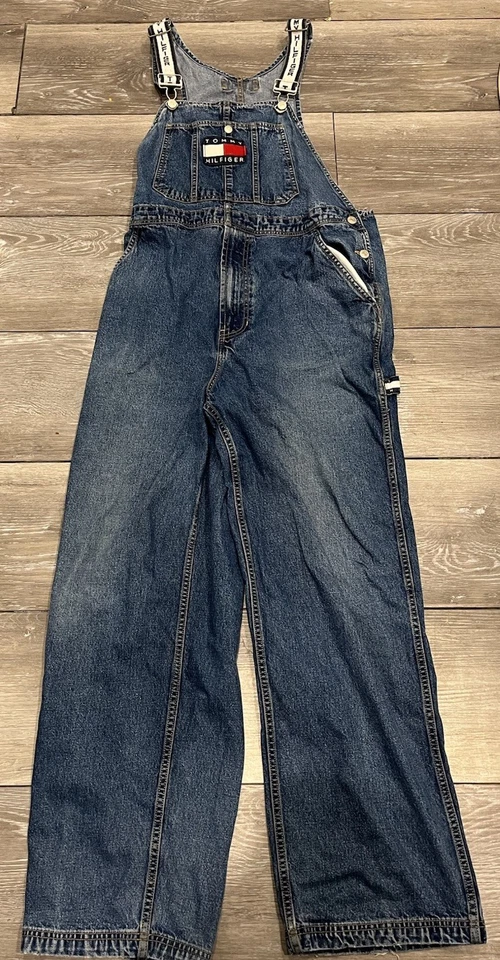 Mono con tirantes Tommy Hilfiger de colección años 90 para hombre grande azul suelto logotipo hip hop Foto 1 de 4