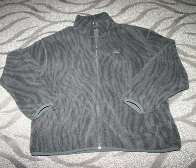 Adidas Jacket Mens Large Black Zip full zip patterned fleece Jacket - Image 1 of 2