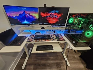 U Shaped Electric Standing Desk with Keyboard Tray, 55 Inch Height Adjustable... - Picture 1 of 3