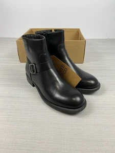 Frye And Co. Cormac Black Smooth PU Leather Side Zip Ankle Boots Size 9 M - Picture 1 of 10