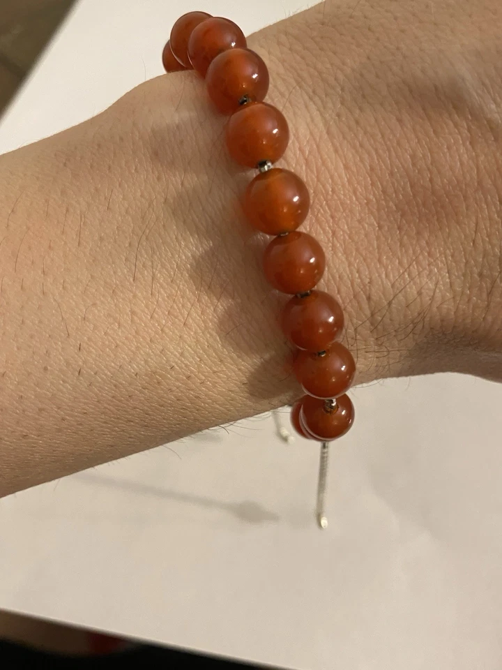 Pulsera David Yurman Plata de Ley 925 8mm Cornalina Roja Cuentas Espirituales Foto 1 de 4