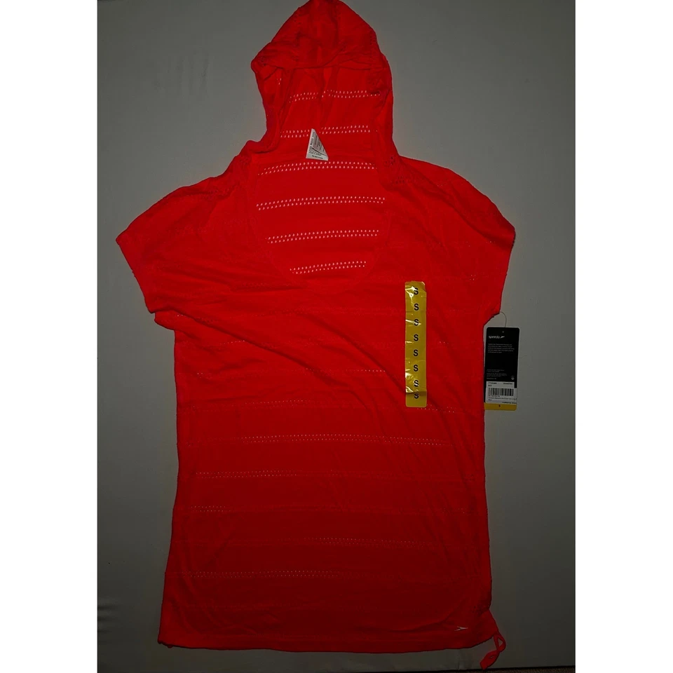 Speedo Swim Cover Up Hooded Top Quick Dry Athletic Red Small - Image 1 of 3