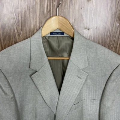 Abrigo deportivo Club Room para hombre 46R beige espiga lino poliéster dos botones Foto 1 de 4