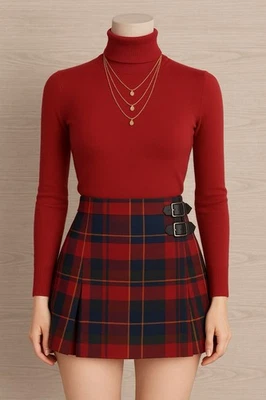 Vtg Y2K 90s Compagnie Internationale EXPRESS Pleated Plaid Schoolgirl Skirt Sz M - Image 1 of 4