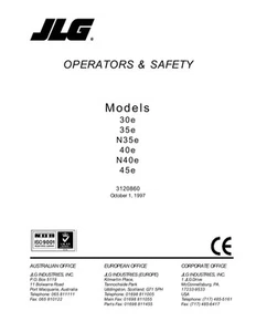 JLG 30e 35e 40e 45e n35e n40e Boom Lift Maintenance Operators Manual 3120860 - Picture 1 of 10