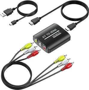 RCA to HDMI Converter 1080P AV Adapter for TV/PC/PS3/Xbox/Wii/VHS/DVD with Cable - Picture 1 of 12