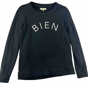 Madewell Sweatshirt Women’s Xs Black Long Sleeve Minimal Bien Fait Fleece - Picture 1 of 6