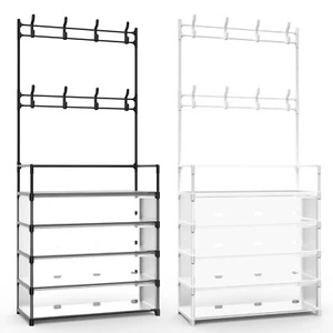 Entryway Coat Rack Storage Transparent Shoe Organizer for Bedroom Hallway Office - Picture 1 of 32