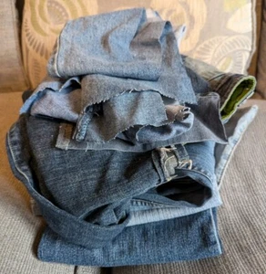 Large Denim Pieces, Whole Legs, Whole Jeans 2.3kg- Recycling, Up cycling, Re-use - Picture 1 of 5