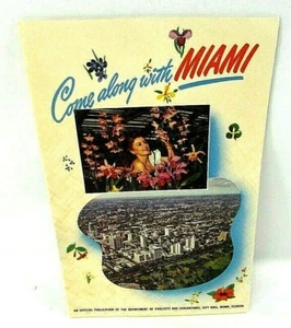 1950s Come Along with Miami Traveler's Guide Poster Foldout Florida Color Litho - Picture 1 of 4