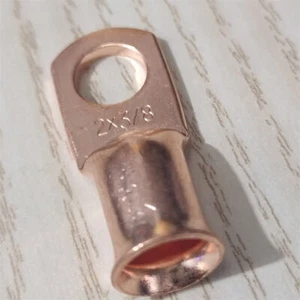 10-50pcs 2AWG Cable 3/8" Ring Terminal Un-insulated Lug Copper Crimp Connectors - Picture 1 of 10
