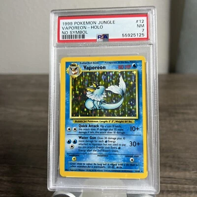 Vaporeon No Symbol Error Jungle Holo 12/64 Pokemon Card Misprint PSA 7 NM - Image 1 of 4