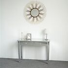 Dressing Glassed Table Mirrored Bedroom Make-up Vanity Console Table W/ 2 Drawer