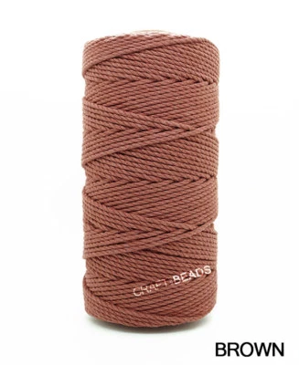 Cuerda de cordón 100 % algodón trenzada redonda de 3 mm - Macramé artesanal de color Foto 1 de 2