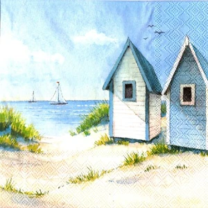 Serviettes en papier océan mer cabane de plage. Paper napkins sea ocan beach hut - Picture 1 of 1