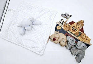 Blankets & Beyond Elephant Baby Lovey Security Blanket Noah's Ark Wall Decor - Picture 1 of 13
