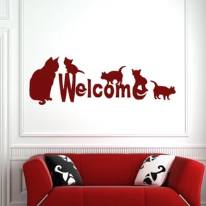 Pegatina de arte de pared de Welcome Cats (AS10071) - Imagen 1 de 2