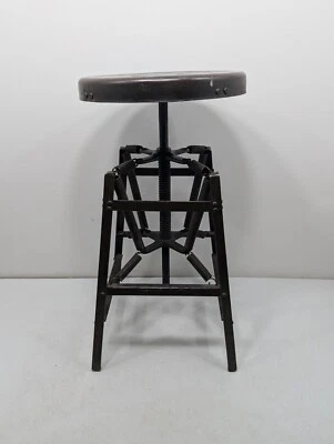 Antiguo taburete de resorte de dibujo industrial Hamilton verde militar Foto 1 de 4