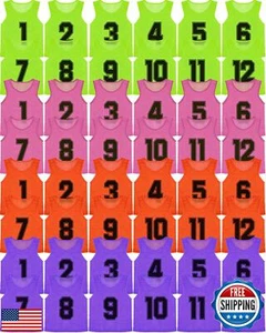 Suhine 48 Pcs Pinnies for Sports Youth Pinnies Nylon Mesh Basketball Team Pra - Picture 1 of 5