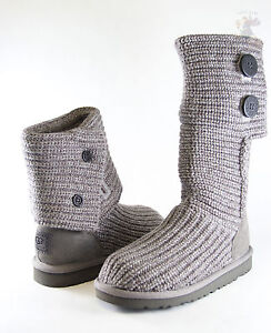 Kids UGG Cardy II Boot 1017328K Grey Crochet 100% Authentic Brand New
