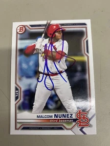 Malcom Nunez Signed Card 2021 Saint Louis Cardnals IP Auto - Picture 1 of 1