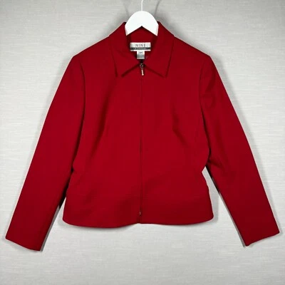 Nine & Company Jacket Womens 10 Red Casual Collared Padded Chic Work Office - Image 1 of 4