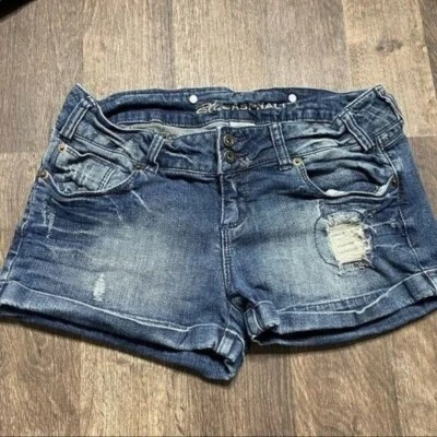 Shorts desgastado azul asfalto tamanho 3 - Imagem 1 de 4