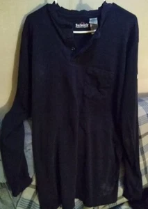 Men’s Bulwark FR Long Sleeve Flame Resistant Henley Shirt Size L Dark Blue - Picture 1 of 9