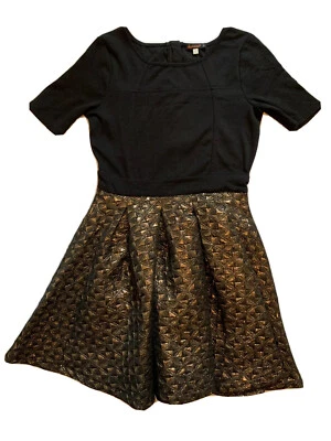 Vestido Ella Moss Niñas Negro/Dorado Falda Navidad Fiesta Talla 10 Nordstrom Foto 1 de 3