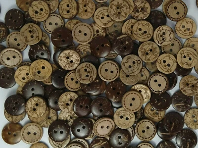 Real Coconut Shell Buttons 2 Holes Sewing Scrapbooking Cards Crafts 15/20mm - Image 1 of 4