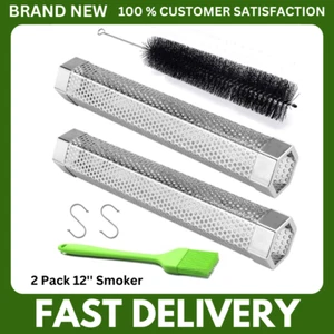 2 Pack 12" Stainless Steel BBQ Wood Pellet Tube Smoker - Picture 1 of 8