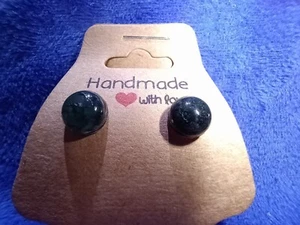 BNWT Silver & Dark Green Moss Agate Stud Earrings - Picture 1 of 1