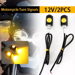 Universal 2X Mini Motorcycle LED Turn Signals Indicator Amber Blinker Light Lamp - Picture 1 of 10