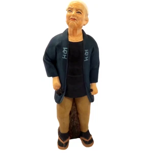 Vtg Japanese Hakata Urasaki Doll 7.5" Old Man Hammer and Stone Statuette - Picture 1 of 6