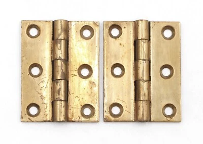 Pair of Vintage 2 x 1.5 in. Brass Butt Cabinet Hinges - Image 1 of 4
