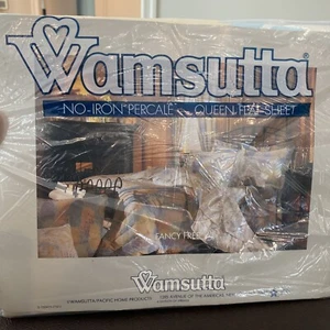 Vintage Wamsutta Fancy Free Design Queen Flat Sheet Soft Colors Brush Stroke NEW - Picture 1 of 8