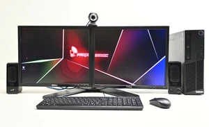 Work from Home Dual Monitor 2x19" PC Set A8 3.1Ghz 240 SSD 8GB Ram Webcam Win10 - Picture 1 of 6