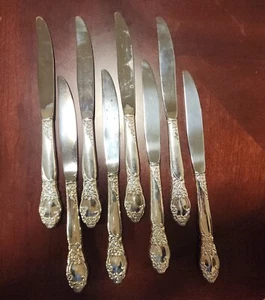 Onieda Ltd Silversmiths Ballad Country Lane Rose Flatware 8 Knife Knives Lot  - Picture 1 of 8