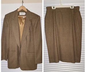 Women's Brown 100% Wool JH Collectibles 2 Piece Suit (Skirt & Jacket) Size 12 - Picture 1 of 12