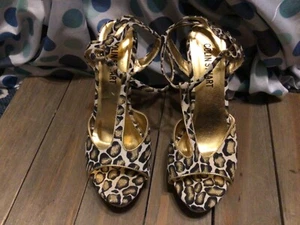 Colin Stuart Glittery Animal Cheetah Print Wedge Platform Heels Size 7B - Picture 1 of 9